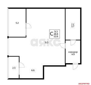 Квартира 48,8 м², 2-комнатная - изображение 1