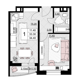 33 м², квартира-студия 6 600 000 ₽ - изображение 131