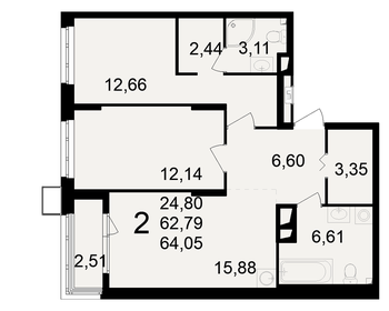 64,1 м², 2-комнатная квартира 6 244 875 ₽ - изображение 4