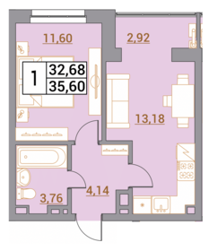 Квартира 35,6 м², 1-комнатная - изображение 1