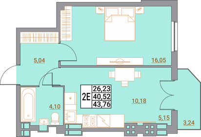 Квартира 43,9 м², студия - изображение 1