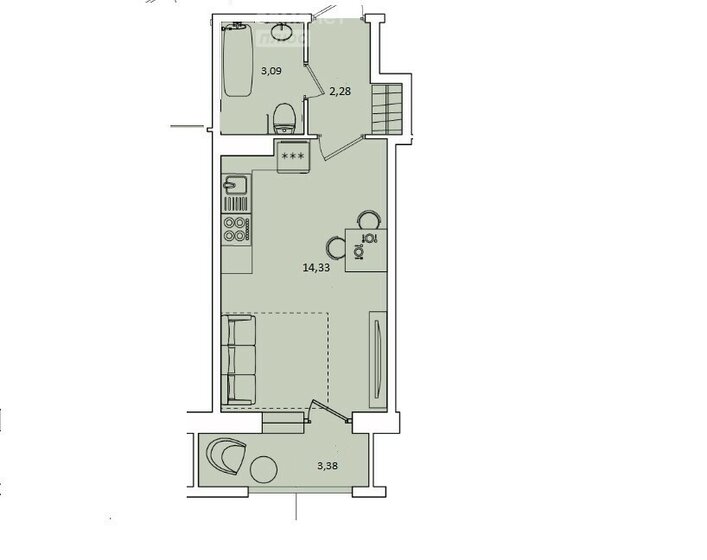 21,2 м², квартира-студия 4 700 000 ₽ - изображение 1