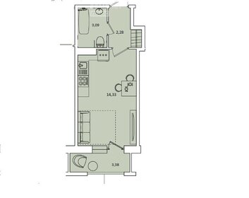 Квартира 21,2 м², студия - изображение 1