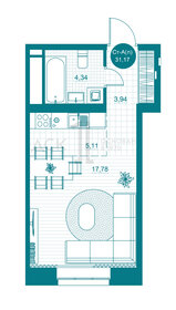 31,2 м², квартира-студия 4 850 000 ₽ - изображение 35