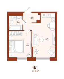 32,9 м², 1-комнатная квартира 4 955 000 ₽ - изображение 36