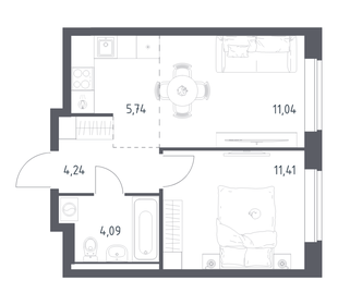 Квартира 36,5 м², 1-комнатная - изображение 1