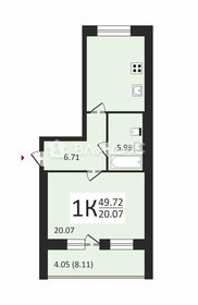 Квартира 49,7 м², 1-комнатная - изображение 1