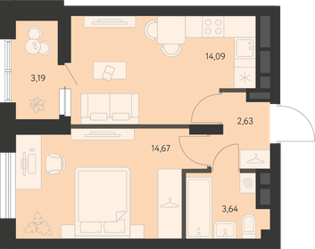 Квартира 36,5 м², 1-комнатная - изображение 1