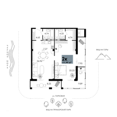 Квартира 112 м², 2-комнатные - изображение 2