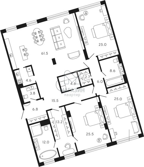 228 м², 4-комнатные апартаменты 159 150 000 ₽ - изображение 1