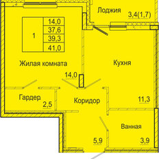 Квартира 39,3 м², 1-комнатная - изображение 2