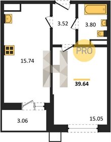 Квартира 39,6 м², 1-комнатная - изображение 1