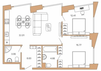 Квартира 75,3 м², 3-комнатная - изображение 1
