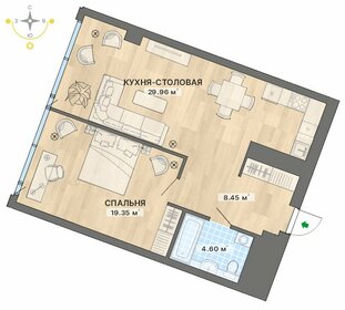 Квартира 62,4 м², 1-комнатные - изображение 1