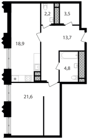 Квартира 64,7 м², 1-комнатная - изображение 1