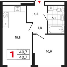Квартира 40,7 м², 1-комнатная - изображение 2