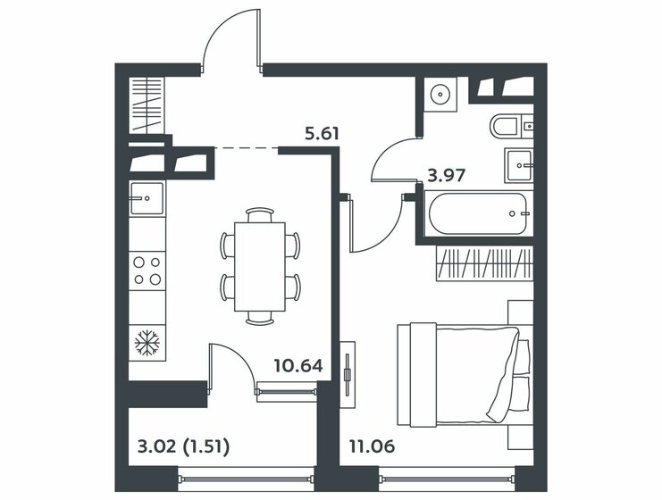 32,4 м², 1-комнатная квартира 9 300 497 ₽ - изображение 25