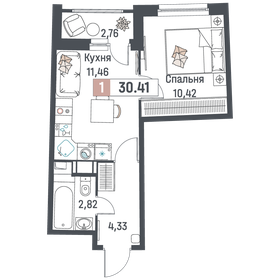 Квартира 30,4 м², 1-комнатная - изображение 1