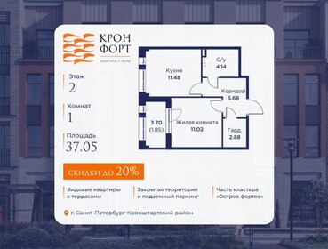 Квартира 37,1 м², 1-комнатная - изображение 1