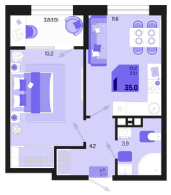 34,6 м², 1-комнатная квартира 6 550 000 ₽ - изображение 113