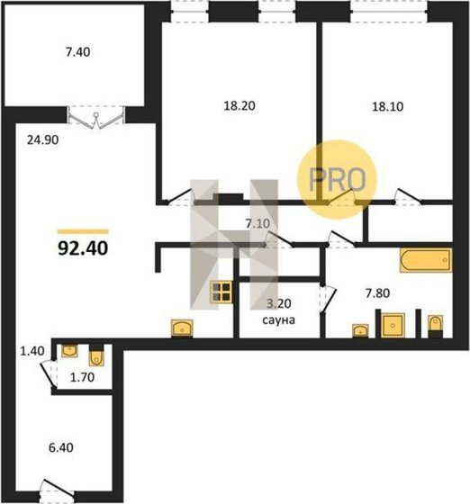 116,8 м², 3-комнатная квартира 17 636 800 ₽ - изображение 39