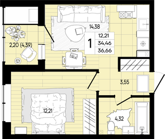 40 м², 1-комнатная квартира 5 500 000 ₽ - изображение 74