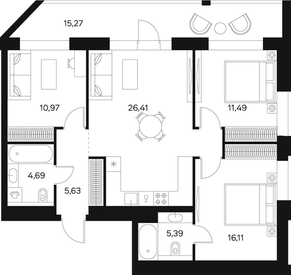 88,8 м², 3-комнатная квартира 35 697 600 ₽ - изображение 27