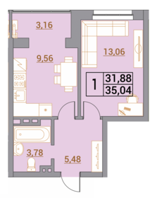 34,9 м², 1-комнатная квартира 3 490 000 ₽ - изображение 63