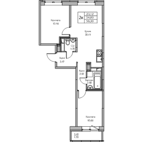 54 м², 2-комнатная квартира 9 400 000 ₽ - изображение 21