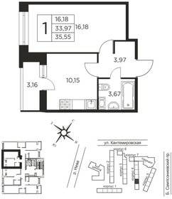 Квартира 34 м², 1-комнатная - изображение 1