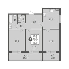 Квартира 77,4 м², 3-комнатная - изображение 2