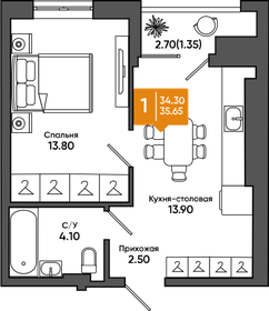 36 м², 1-комнатная квартира 3 954 500 ₽ - изображение 48