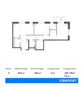 Квартира 65,5 м², 2-комнатная - изображение 1