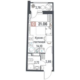 Квартира 21,1 м², студия - изображение 1