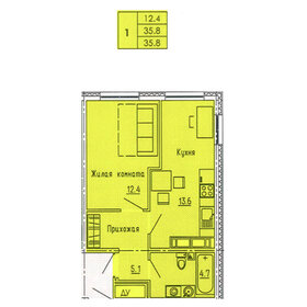 Квартира 35,8 м², 1-комнатная - изображение 1