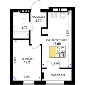 43,2 м², 1-комнатная квартира 4 150 000 ₽ - изображение 42