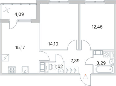 Квартира 56,1 м², 2-комнатная - изображение 1