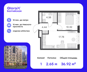 36,1 м², 1-комнатная квартира 12 559 999 ₽ - изображение 11