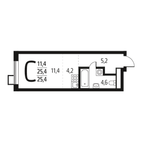 Квартира 25,4 м², студия - изображение 1
