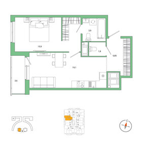 Квартира 49 м², 1-комнатная - изображение 1