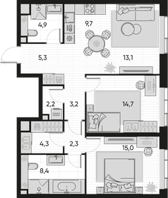 93 м², 3-комнатная квартира 26 000 000 ₽ - изображение 125