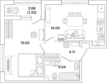 44,5 м², 2-комнатная квартира 5 375 000 ₽ - изображение 97