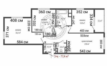 Квартира 77,4 м², 3-комнатная - изображение 1