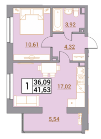 41,6 м², 1-комнатная квартира 4 246 260 ₽ - изображение 25