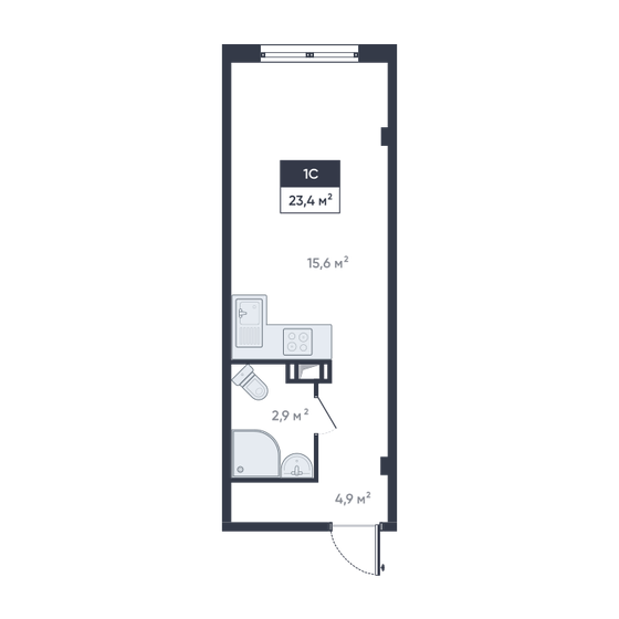 23 м², квартира-студия 3 646 303 ₽ - изображение 23