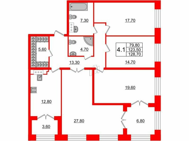 123,5 м², 4-комнатная квартира 77 805 000 ₽ - изображение 1