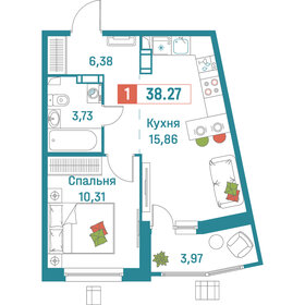 Квартира 38,3 м², 1-комнатная - изображение 1