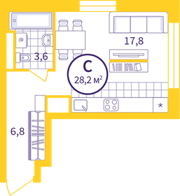 26,4 м², квартира-студия 4 463 480 ₽ - изображение 1