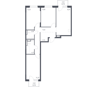 Квартира 77,5 м², 3-комнатная - изображение 1
