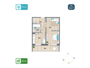 38 м², 1-комнатная квартира 4 300 000 ₽ - изображение 39